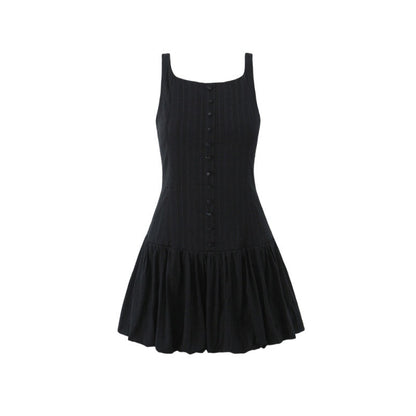 Sweet Girl Sexy Waist Tight Miniskirt Women Spring Summer Western Youthful Looking Breasted Sling Dress