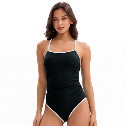 Sexy Solid Color Swimsuit Women Siamese Triangle Racing Beauty Back Swimsuit