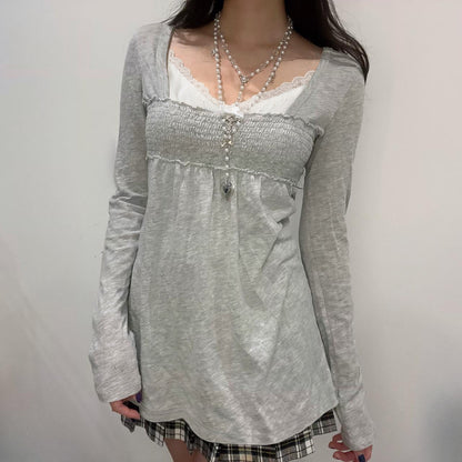 Dark Sexy Black with High Collar Long Sleeve Casual Top Short Waist Controlled Slimming Long Sleeve T shirt Women Autumn