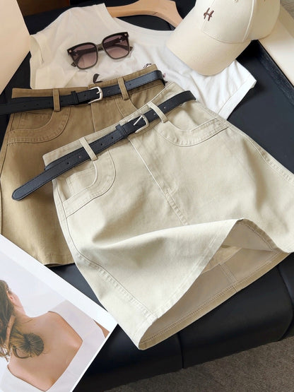 Korean Retro Easy Matching Washing Water Denim Skirt Women Summer High Waist Slimming Hip Wrapped Sexy A line Skirt