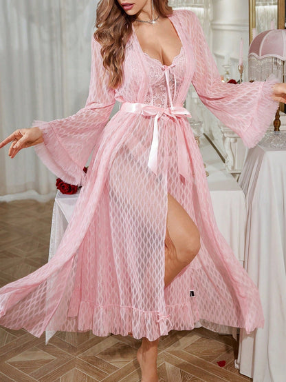 Sexy Slip Nightdress Dress Sexy Lace Casual Lingerie Pajamas Slit Internet Celebrity Maxi Dress Robe
