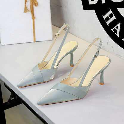 French Satin Ribbon Pointed Toe Ankle Strap Buckle Sexy Party Women Shoes Stiletto High Heel Shoes Women Shoes
