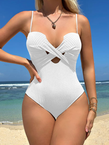 Sexy Special Fabric One Piece Hard Cup Hollow Out Cutout Swimwear Swimsuit