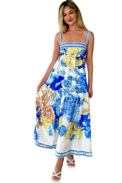 Summer Vacation Long Positioning Printing Slip Dress