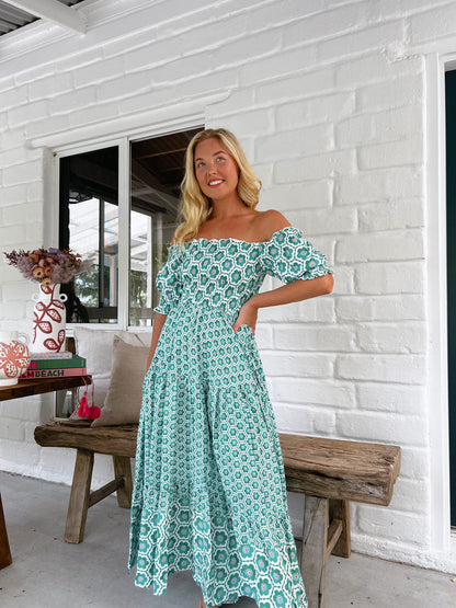 Women Clothing Printed Puff Sleeve Large Swing Dress