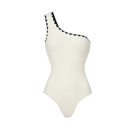 Swimsuit Black White Simple High Grade One Piece Swimsuit Women