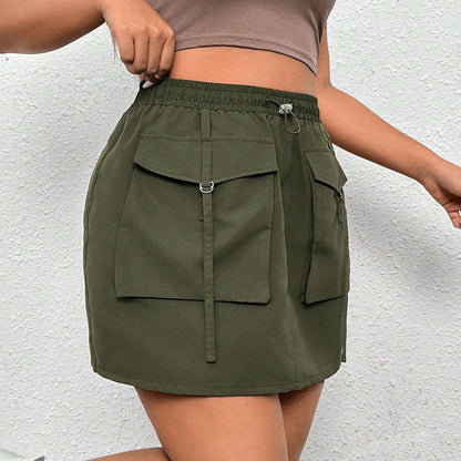 Plus Size Women Clothes Autumn Winter Street Elastic Waist A line Skirt