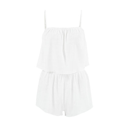 Thin Summer Pajamas Women Suspender Shorts Two Piece Set Sexy Stretch Soft Home Wear