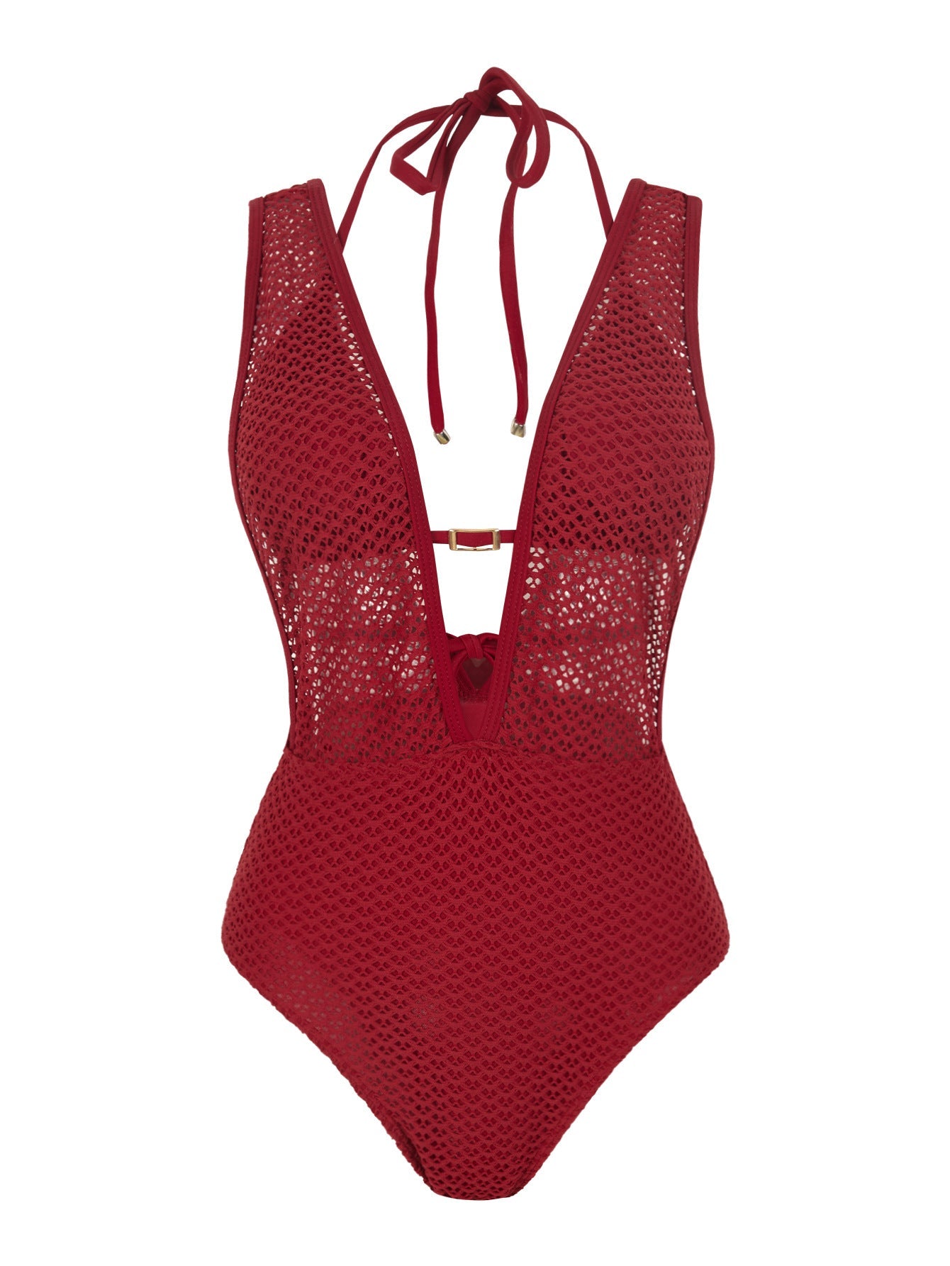 Solid Color Mesh High Elasticity Quick Drying Swimwear Two Piece Split Swimsuit