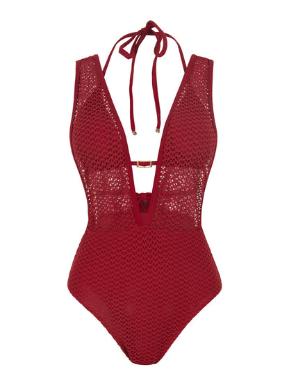 Solid Color Mesh High Elasticity Quick Drying Swimwear Two Piece Split Swimsuit