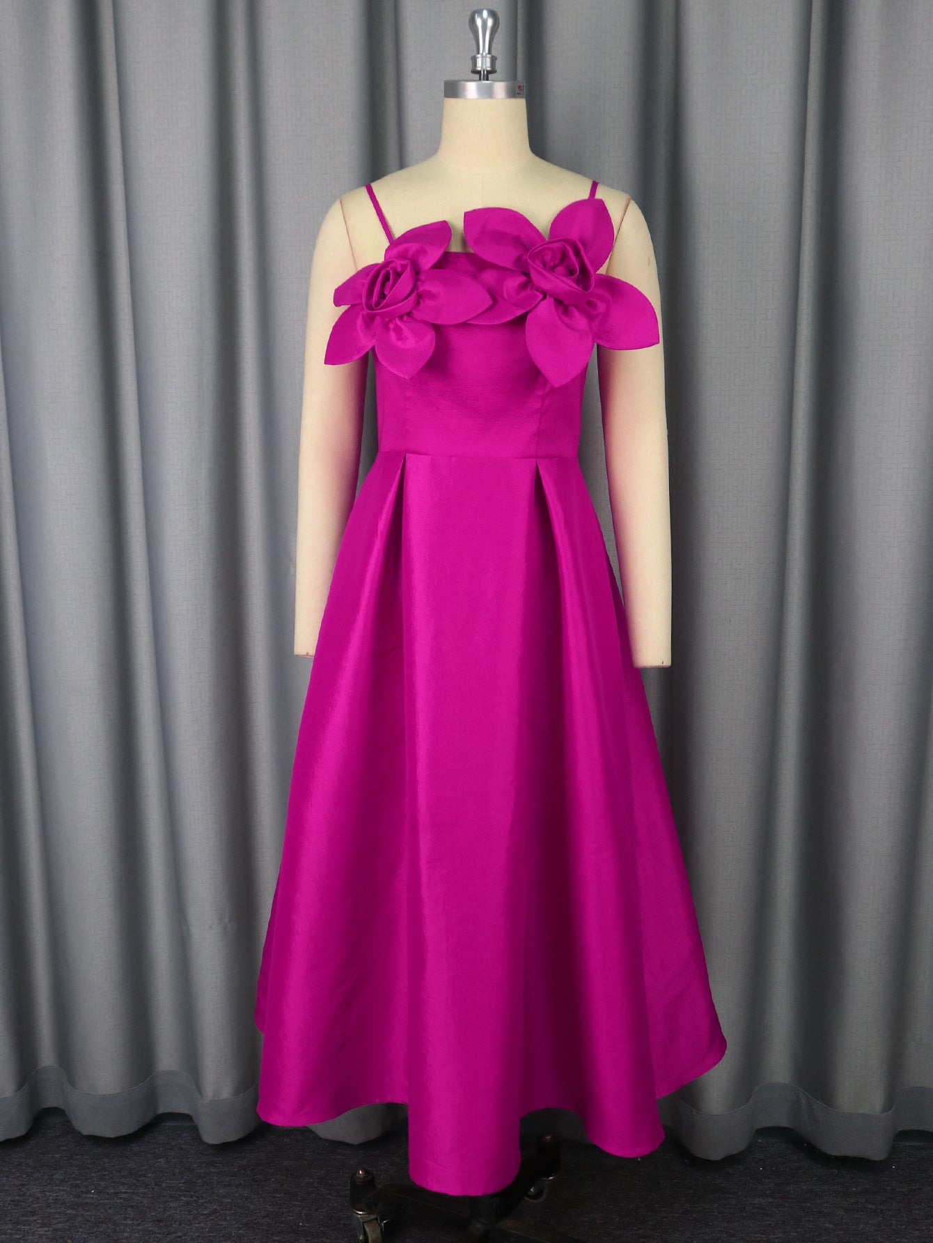 Sexy Sling Three Dimensional Floral Dress Cocktail High Waist A line Large Hem Dresses