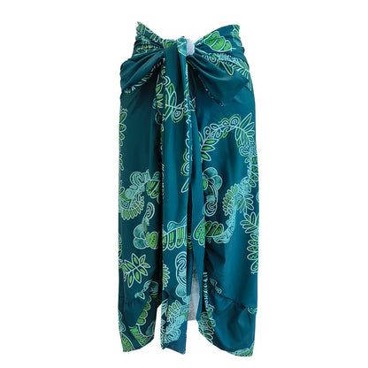 Asymmetric Ruffled Printing Sexy One Piece Swimsuit Women Two Piece Swimsuit