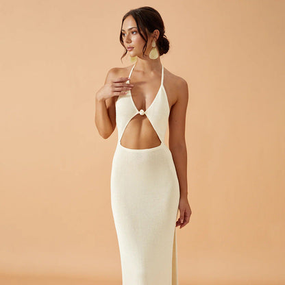 Maxi Dress Women Solid Color Sexy Knitted Beach Dress Bikini Swimsuit Blouse Sun Protective Clothing