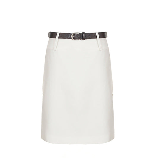 Elegant Office Solid Color High Waist A line Skirt Urban Minimalist All Match Lightly Mature Skirt with Belt