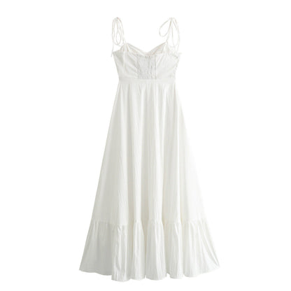 Summer Women Clothing Laminated Decoration Poplin Sleeveless Sling Dress Slimming