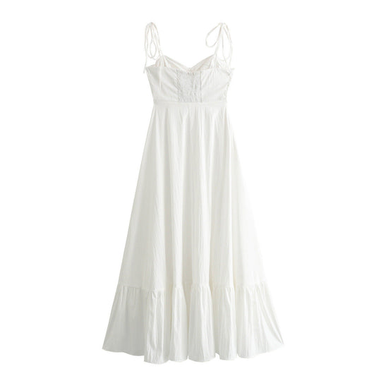 Summer Women Clothing Laminated Decoration Poplin Sleeveless Sling Dress Slimming