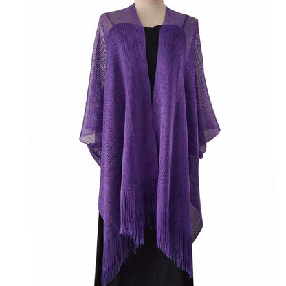 Beach Solid Color Sun Proof Tassel Knitting Beach Cover Up Sweater Shawl Cardigan