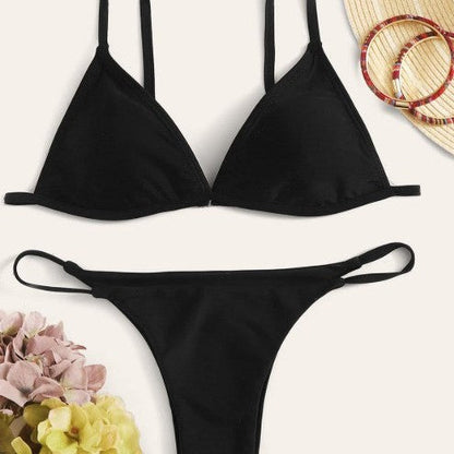 Summer Women Bikini Sexy Backless Beach Split Swimsuit Solid Color Women Swimsuit
