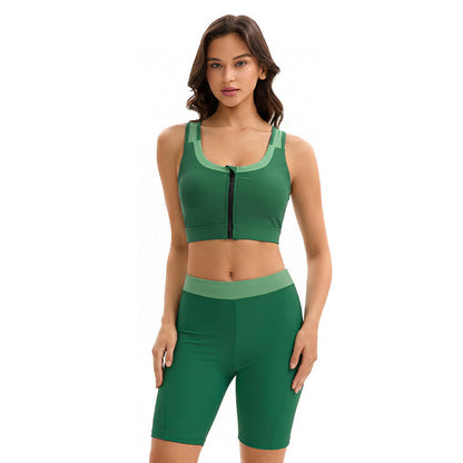 Swimsuit Women Split Two Piece Sets Racing High Waist Conservative Fifth Pants