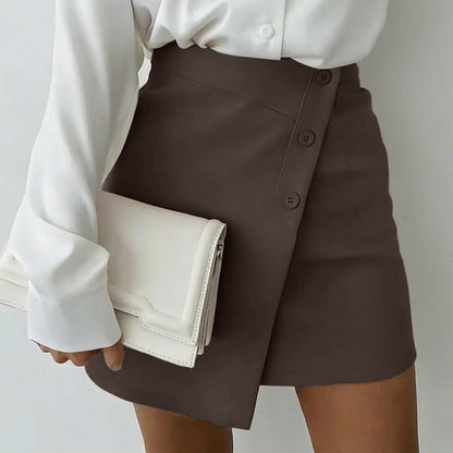 All Matching Slim Fit High Waist Irregular Asymmetric Slit Solid Skirt Women Commuting Elegant Elegant Short Skirt High Sense