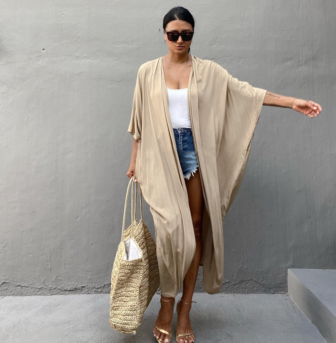 Rayon Solid Color Cardigan Holiday Casual Beach Bikini Cover 5 Colors