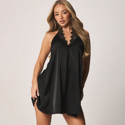 Women Summer Halter Spaghetti Straps Sexy Backless Nightdress Dress