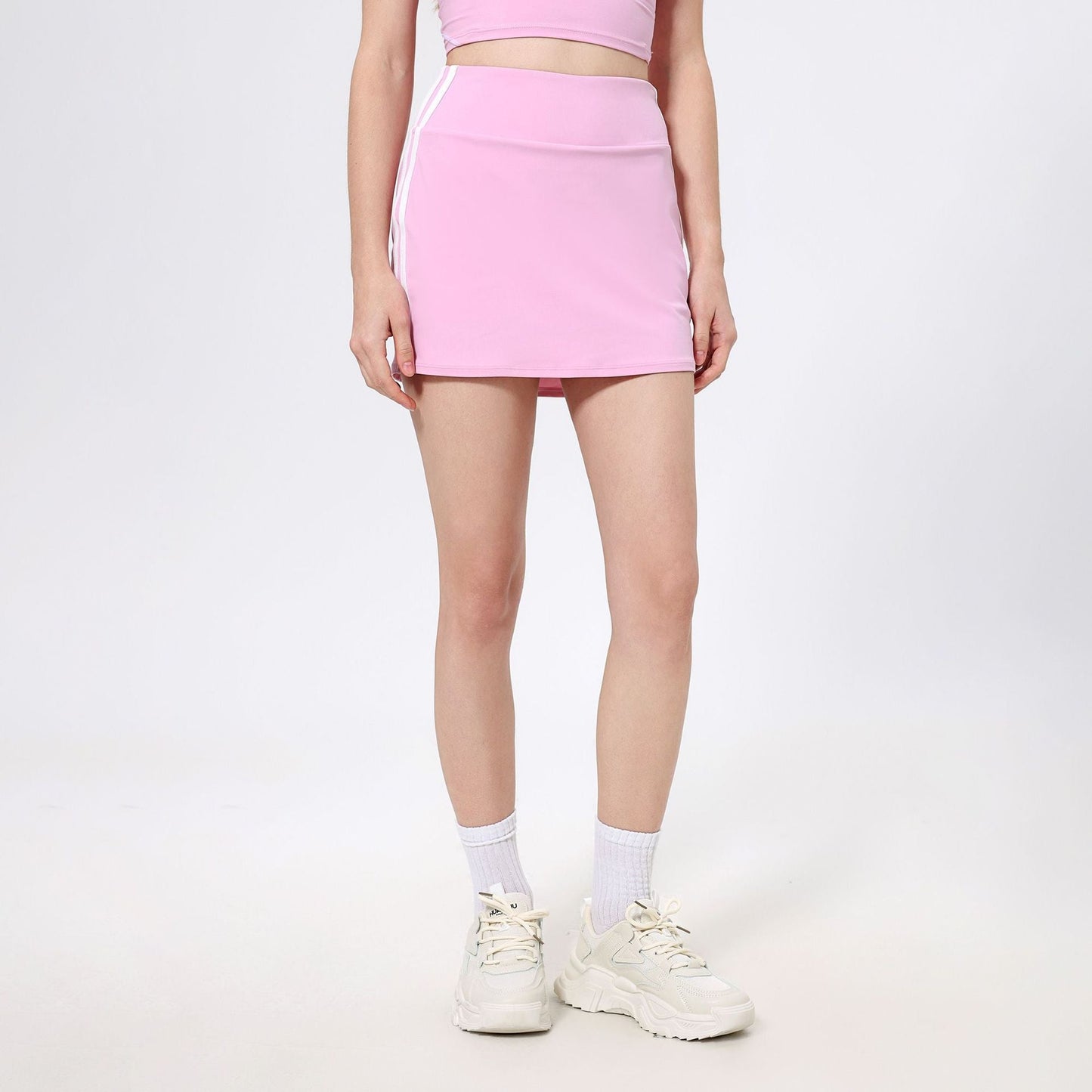 Contrast Color High Waist Running Sports Short Skirt Women Faux Two Piece Anti Exposure Badminton Tennis Skirt Fitness Pants Yoga Skirt