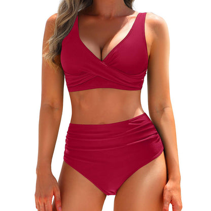 Swimsuit Split Cross High Waist Swimsuit Bikini Sexy Swimsuit