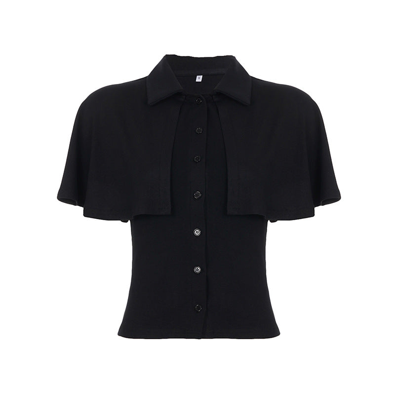 Summer Sexy Breasted Collared Waist Tight Cloak Top Street Casual Top