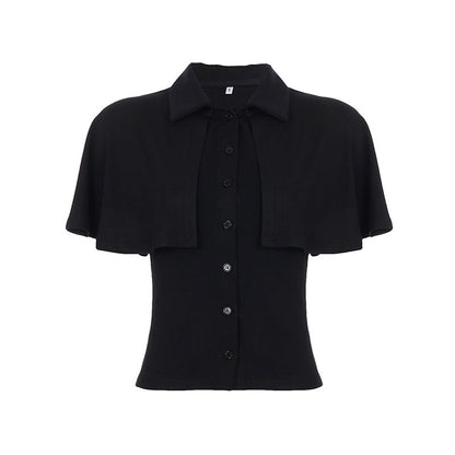 Summer Sexy Breasted Collared Waist Tight Cloak Top Street Casual Top