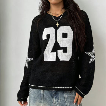 Knitted Hollow Out Cutout out See through Pullover Jersey Long Sleeve Beach Cover-up Sun Protection T shirt