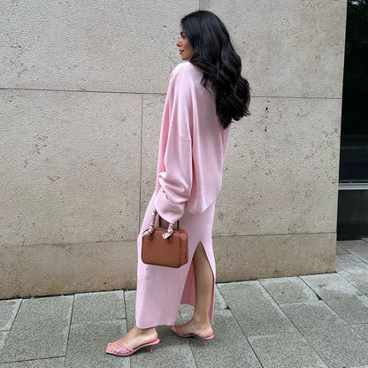 Knitted Long Sleeve Cardigan Camisole Skirt Set Women Autumn Winter Sweater Three Piece Set