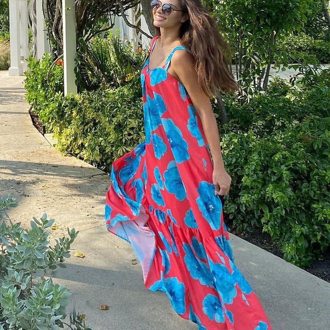 Summer Women Clothing Dress Bohemian Printed Sleeveless Cami Dress