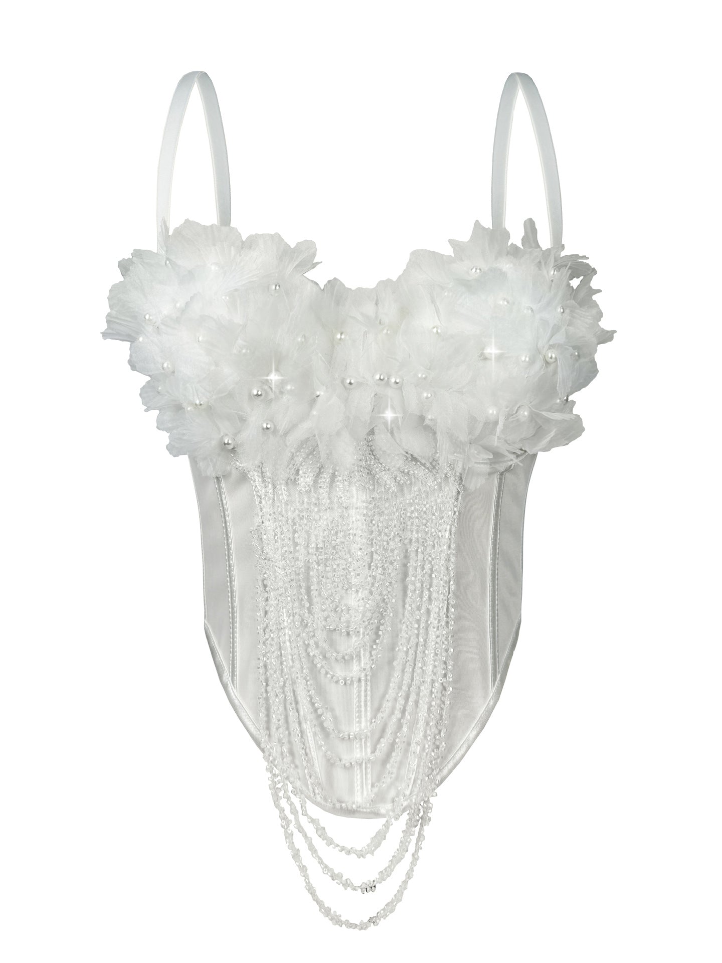Arrival Handmade Floral Tassel Suspender Vest Sexy Backless Tube Top Outer Wear Boning Corset Corset Body Shaping