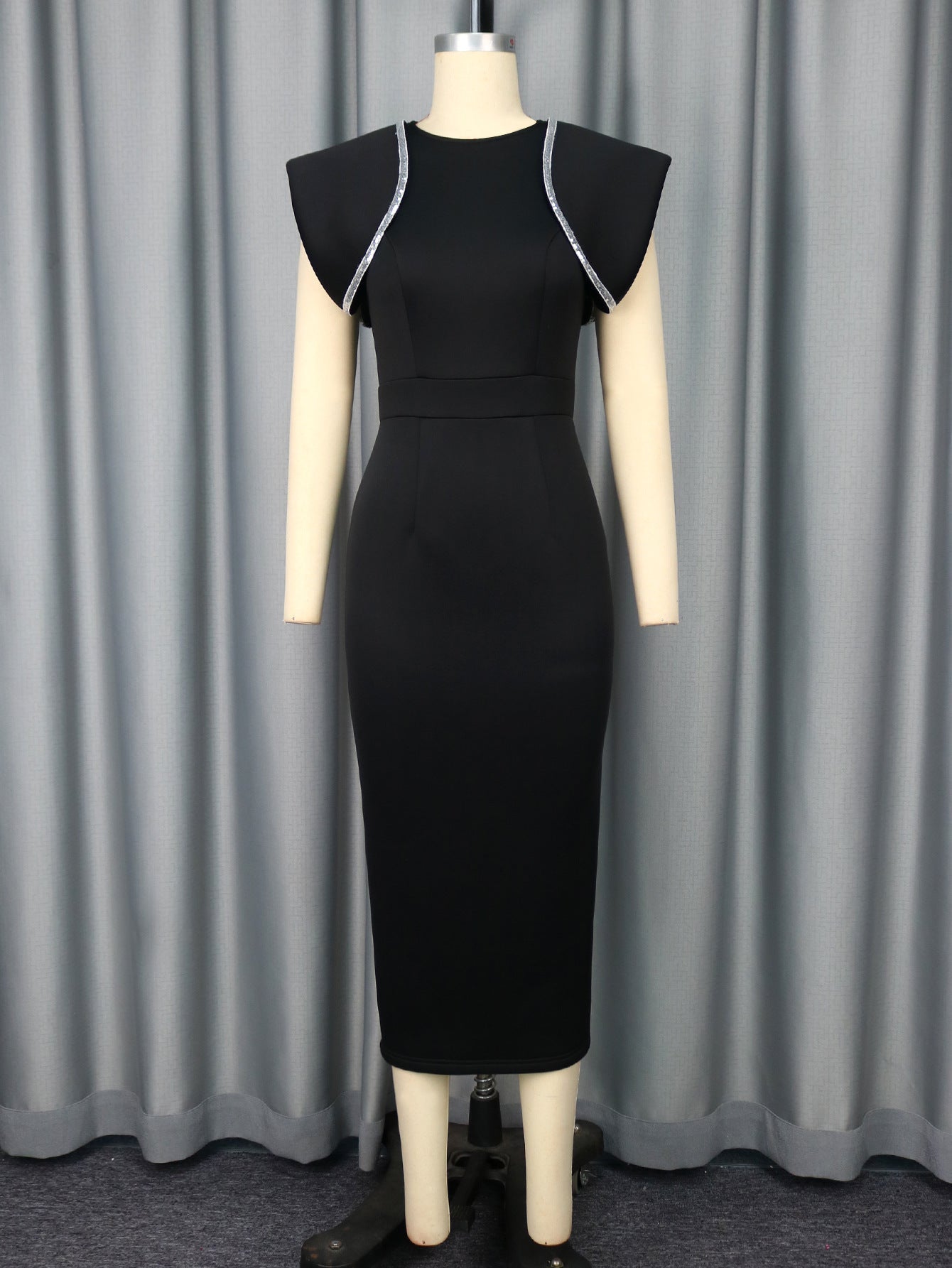 Crew Neck Dress Cocktail High Waist Slim Fit Slit Elegant Evening Dress Party Dress
