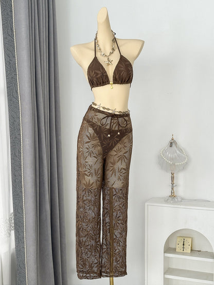 Leaf Trousers Composite Fabric Three Piece Set Swimwear Swimsuit Bikini