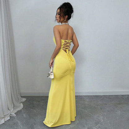 Dress Tube Top Backless Strap Dress Sexy Socialite Slim Dress