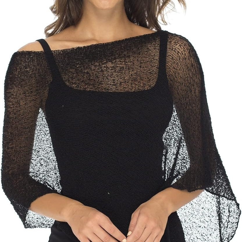 Irregular Asymmetric Hollow Out Cutout out Beach Cover up Vacation Sun Protection Shawl Thin Ice Silk Knitted Top