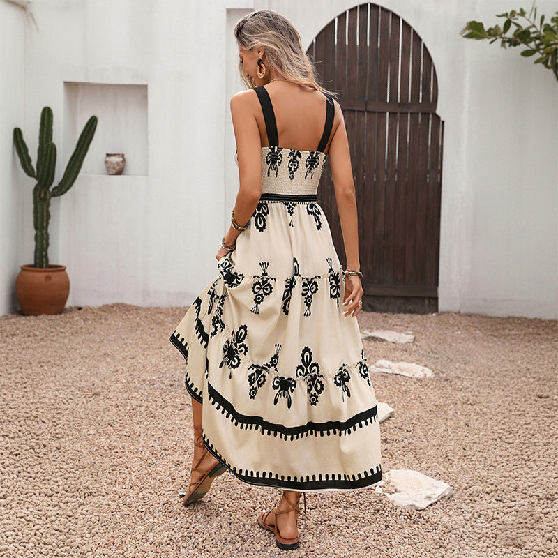 Women Retro Vacation Cami Dress Ethnic Print Dress
