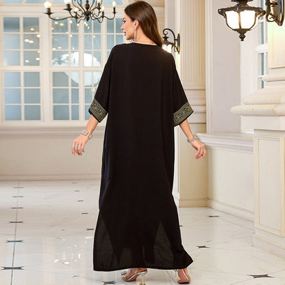 Rayon Embroidery Vacation Beach Maxi Dress Women Sun Protection Loose Maxi Dress Bikini Cover up Blouse