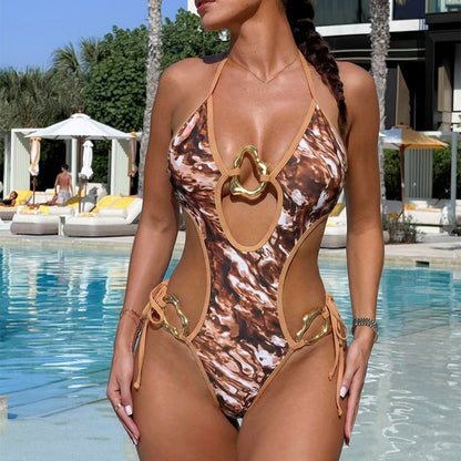 One Piece Swimsuit Sexy Bikini Swimsuit Women Solid Color Swimsuit