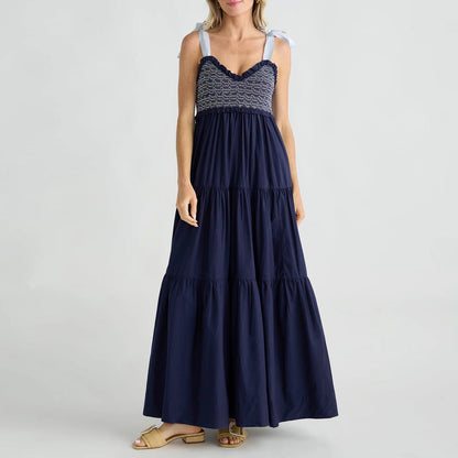 Women Clothing Office Sleeveless Sexy Lace up Long Sling Dress Women