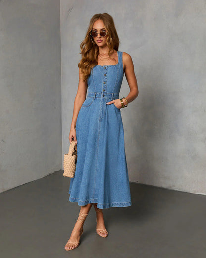 Spring Summer Office Sexy Denim Women Dress