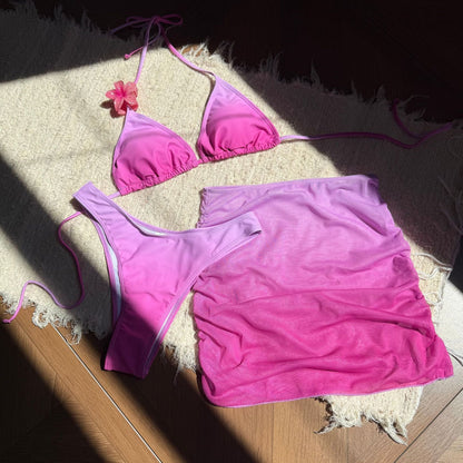Sexy Gradient Three Piece Swimsuit Women Bikini Swimsuit