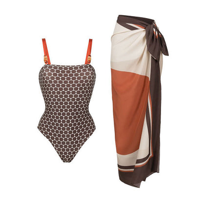 Double Sided One Piece Swimsuit Women Beach Vacation Skirt Swimsuit