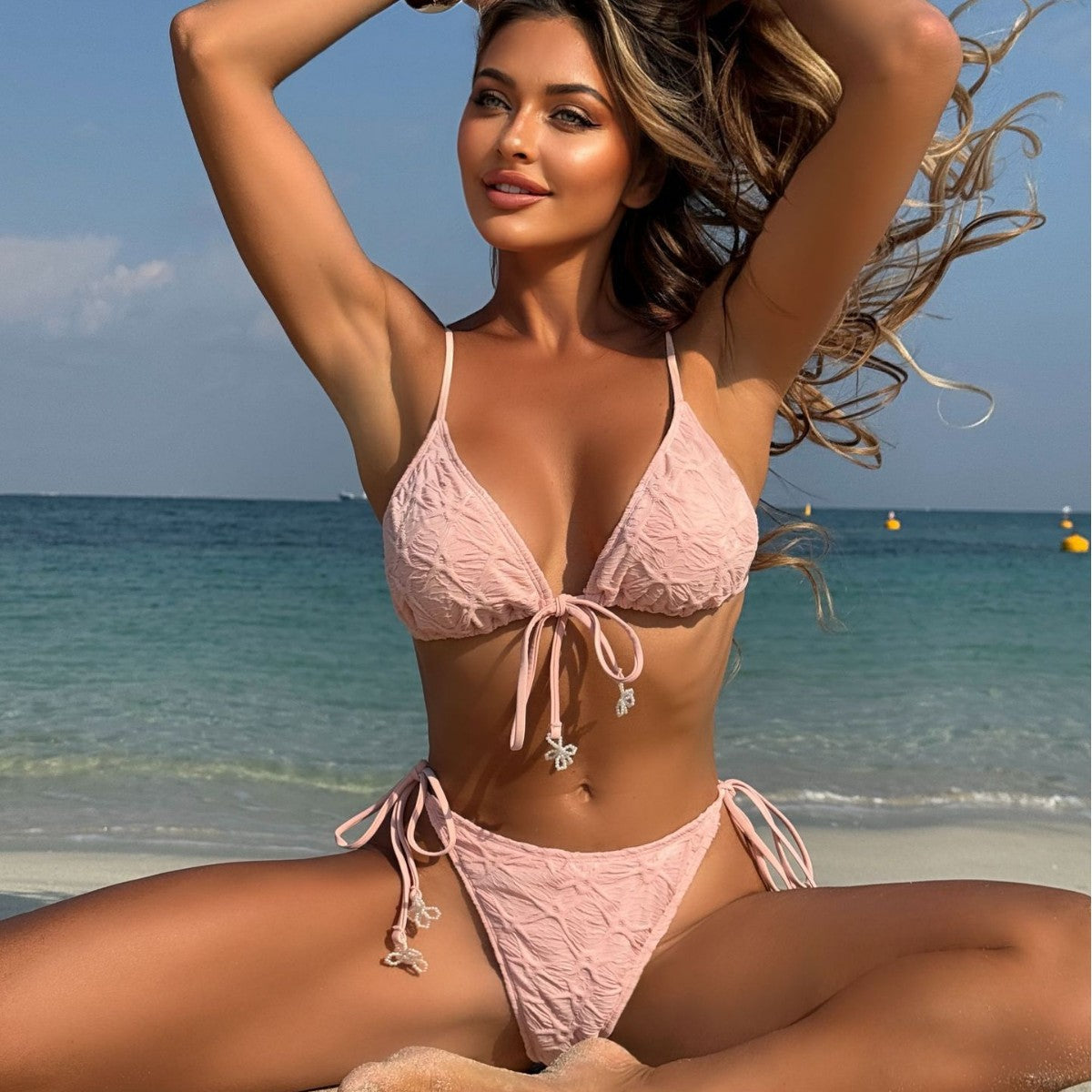 Sexy Halter Lace up Swimsuit Women Two Piece Bikini Bikini Swimsuit