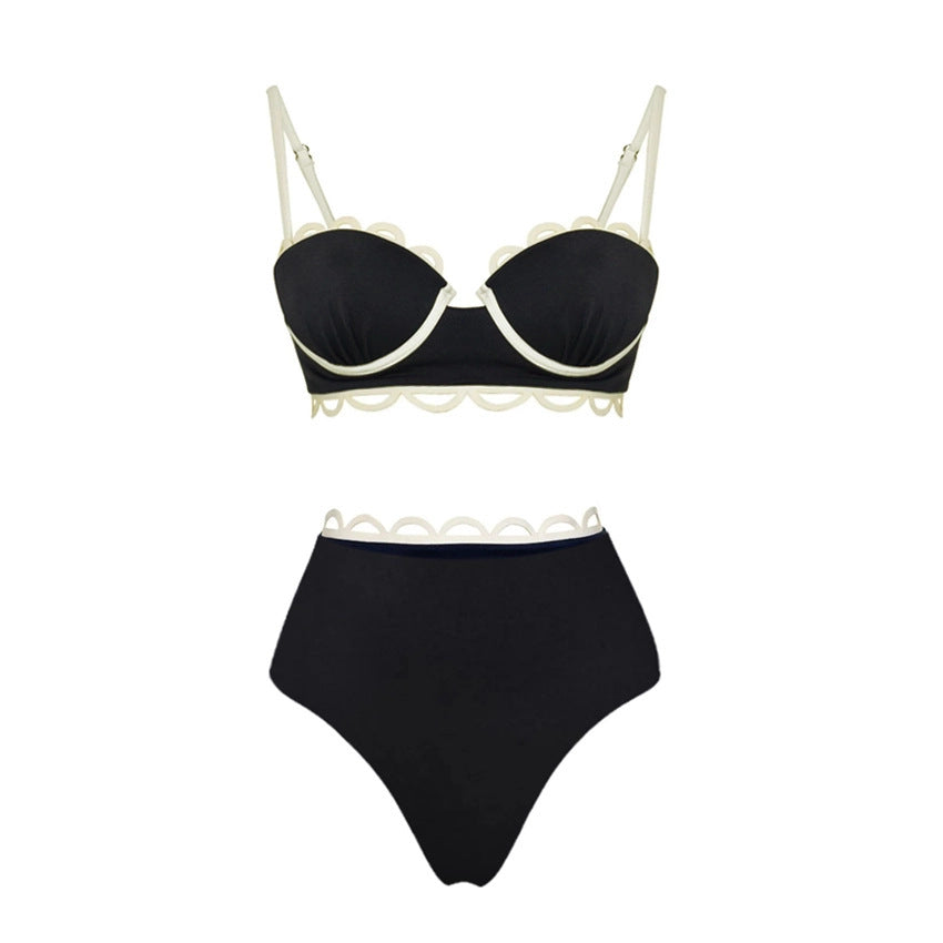 Swimsuit Black Niche High Grade Hollow Out Cutout Beach Pants One Piece Swimsuit Set Women