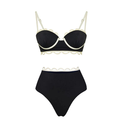 Swimsuit Black Niche High Grade Hollow Out Cutout Beach Pants One Piece Swimsuit Set Women