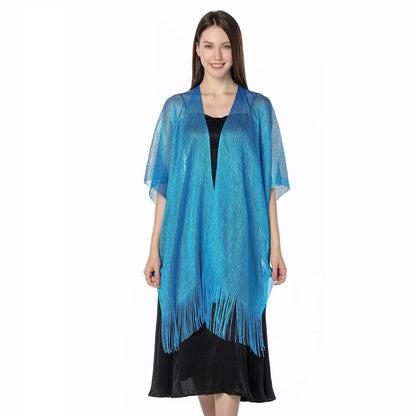 Beach Solid Color Sun Proof Tassel Knitting Beach Cover Up Sweater Shawl Cardigan