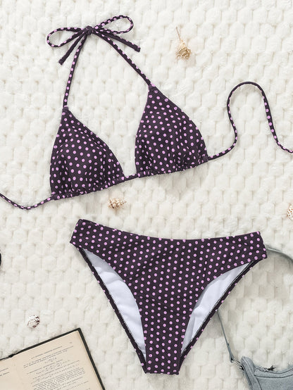 Bikini Polka Dot Printed Sexy Strap Split Swimsuit Spring Vacation Bikini
